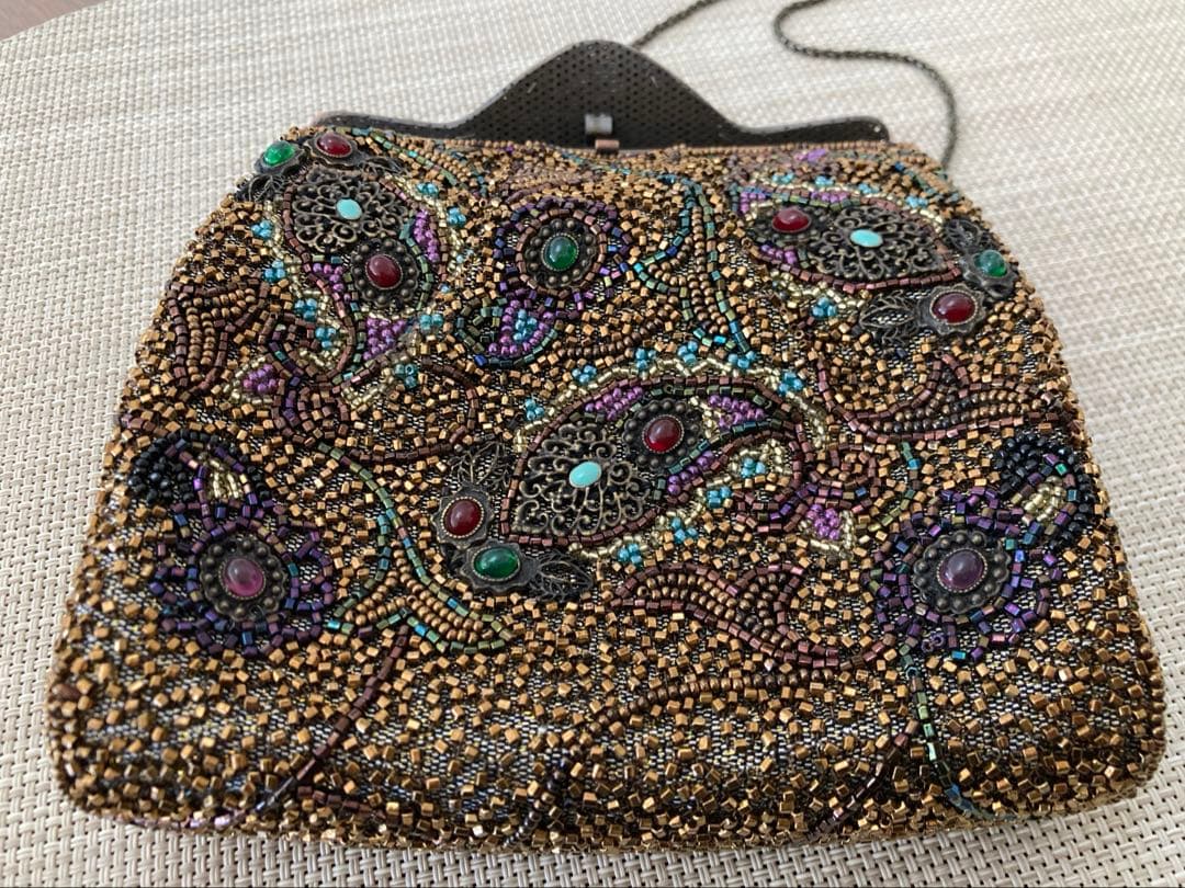 専用【Lumyはしもと】ビーズ刺繍 パーティーバッグ　ブロンズ系 ヴィンテージ