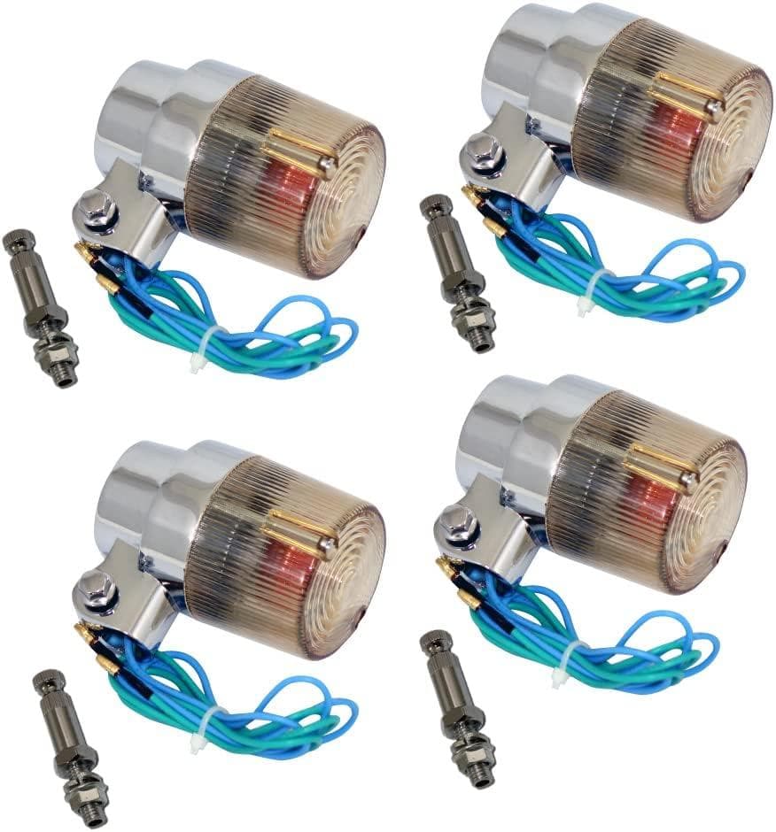 汎用 丸型 ヨーロピアンウインカー 黄ばみ 取付ステー付き 4個セット