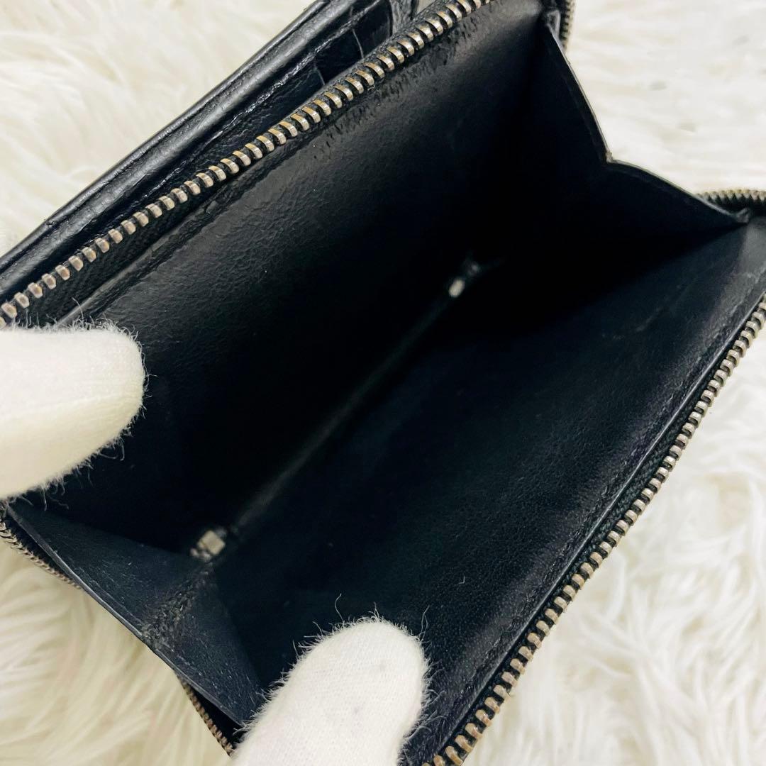 極美✨サンローラン 二つ折り財布 カサンドラ キルティング レザー 黒
