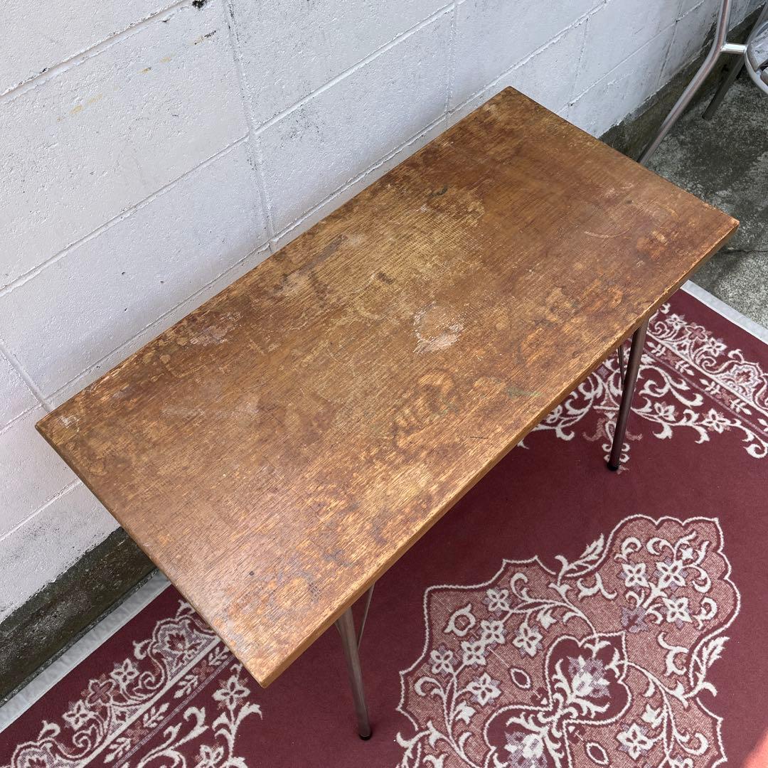 古家具アンティーク◾️古材木製天板×鉄脚アイアン カフェテーブル コーヒーテーブル