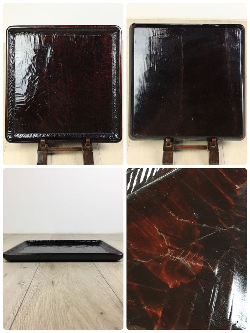 S369讃岐彫 四方盆 くり抜き盆 5客揃 懐石膳 茶懐石