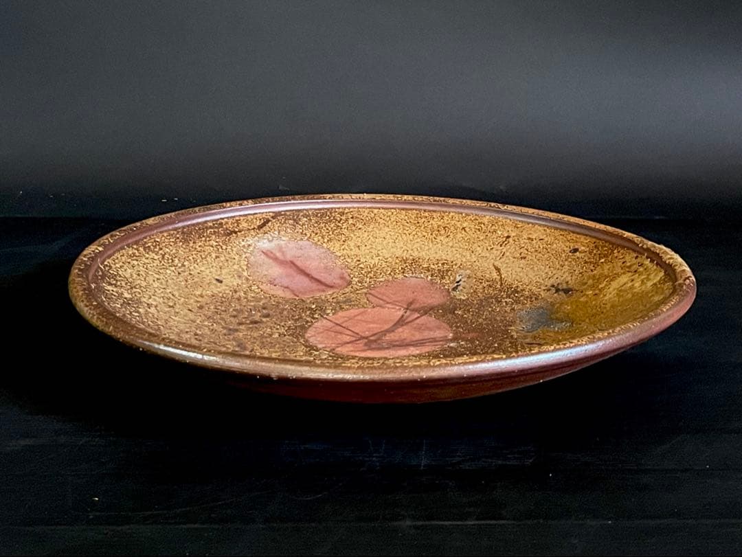 【美品】「母」 備前焼 大皿 馬場 祥輔 窯変 牡丹餅 胡麻 共箱 （E）