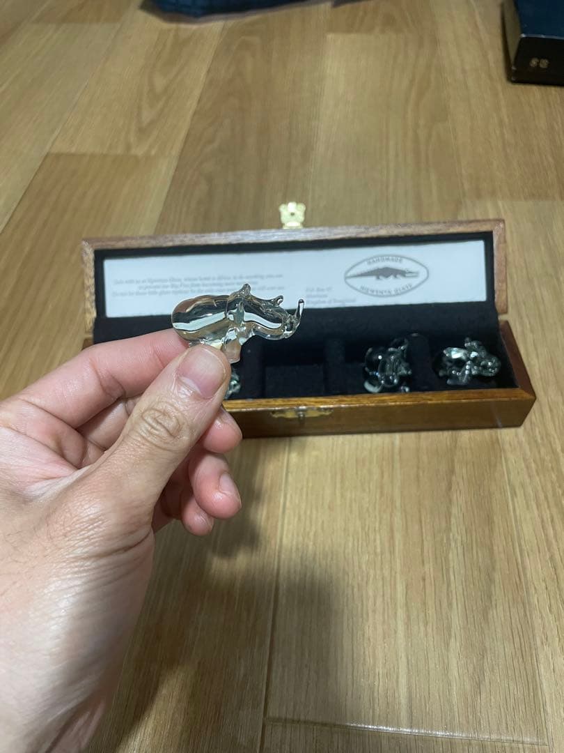 Ngwenya Glass 動物フィギュア 5体セット 木箱付き