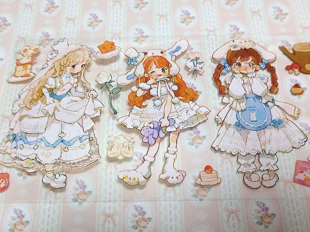 のこり２✩再販✩J472＃彩色衣橱(PET)普通小狗切り売り海外人物マステ女の子