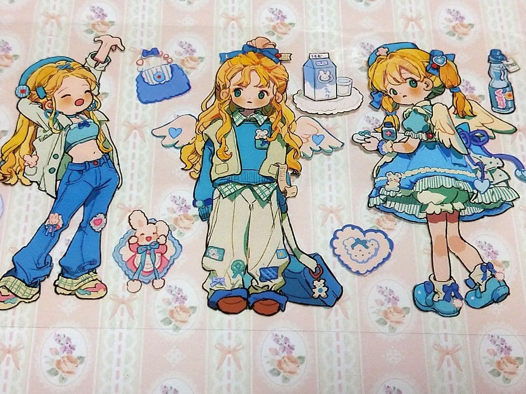 のこり２✩再販✩J472＃彩色衣橱(PET)普通小狗切り売り海外人物マステ女の子