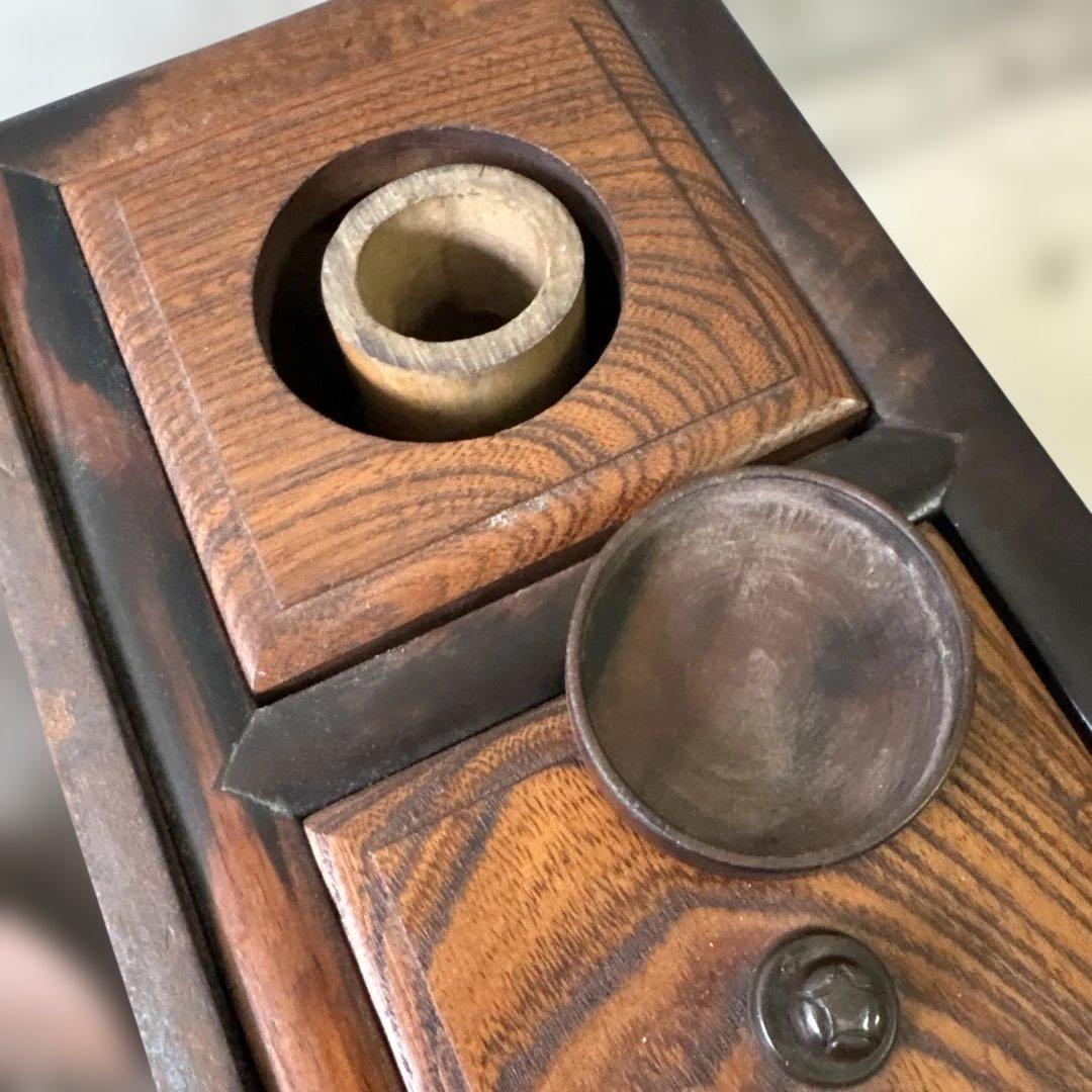 コンパクトな長火鉢　上品　煎茶用　ミニ　灰付き　素敵な木の雰囲気茶道具　状態良い
