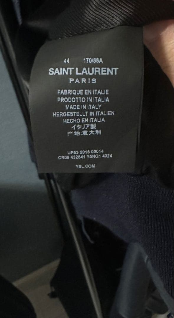 Saint Laurent ネイビー レザー ライダース　ジャケット44