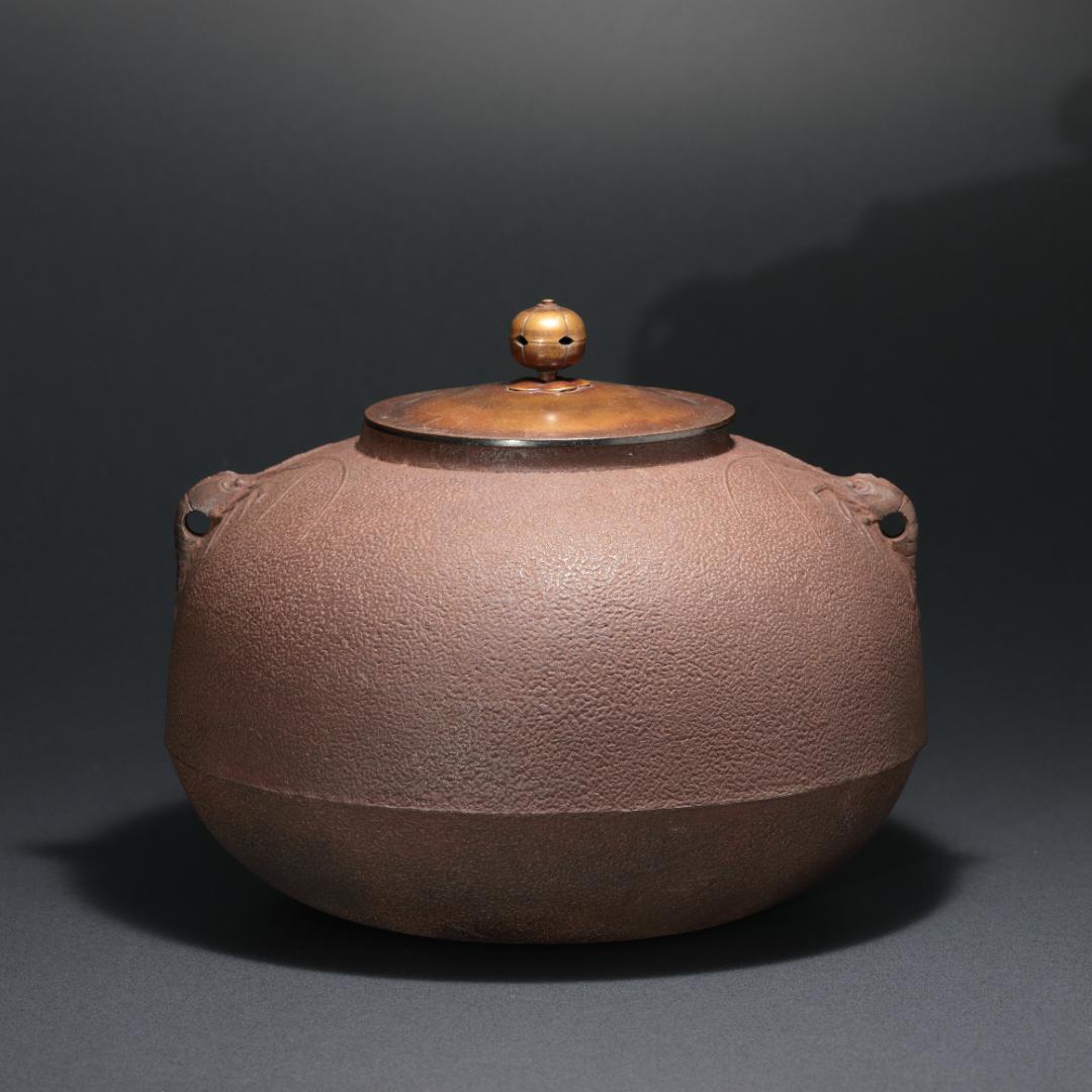 茶釜　丸釜　海老釻　佐藤清光　共箱　炉用　R1265ラ