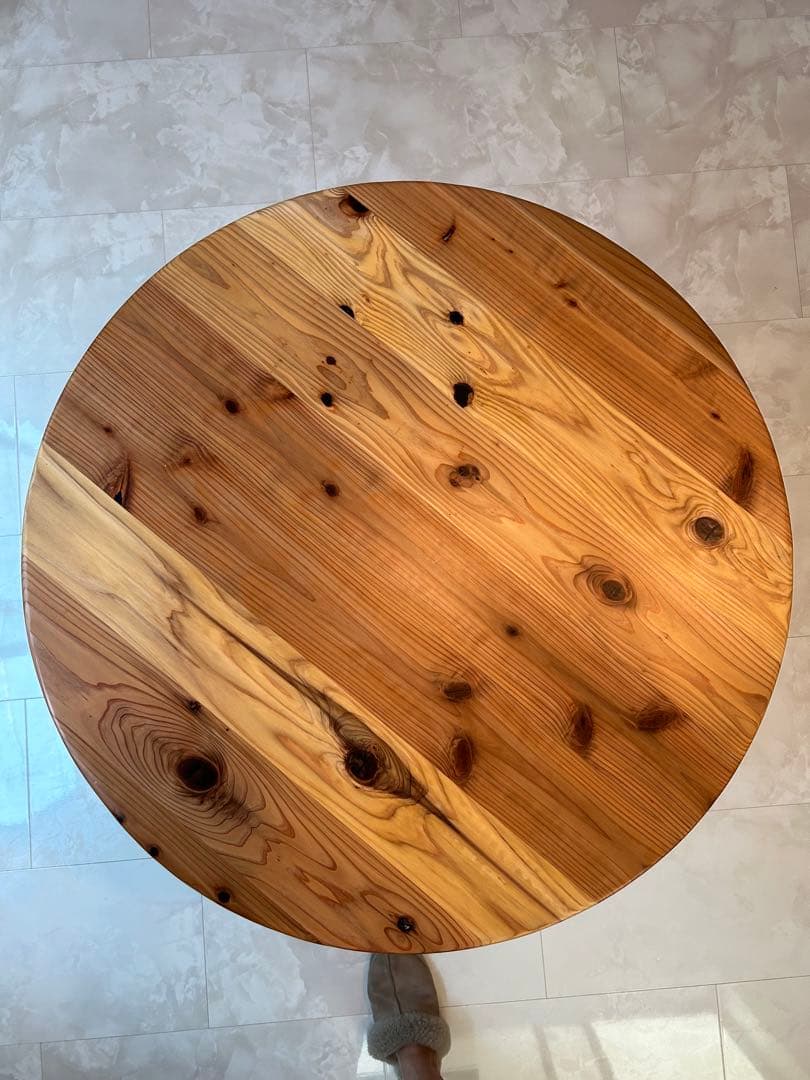 TOMOSUラウンドテーブル　丸テーブル　ハンドメイド　天然木　直径80cm