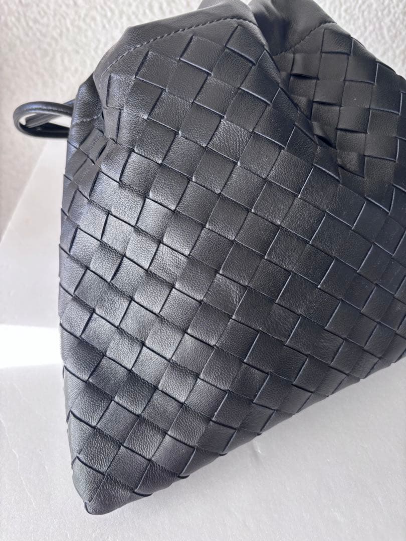 新品　ラムレザー　ダストバッグ　イントレ　ブラック　編み込みショルダーバッグ