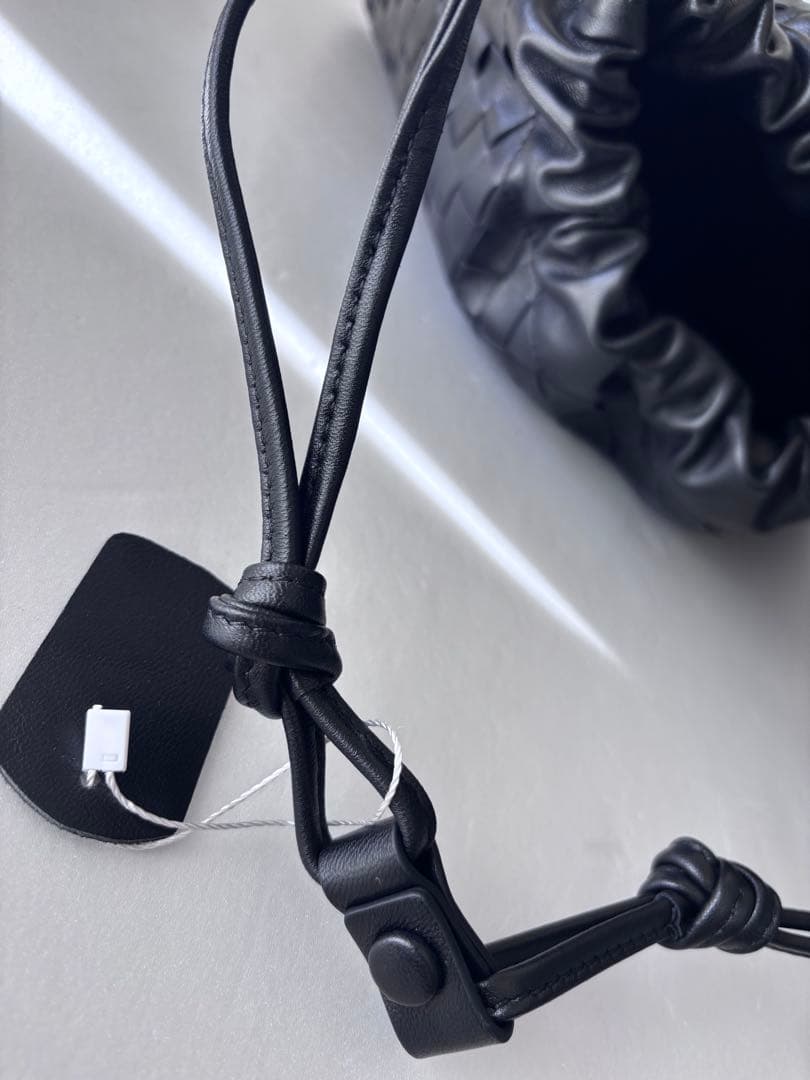 新品　ラムレザー　ダストバッグ　イントレ　ブラック　編み込みショルダーバッグ