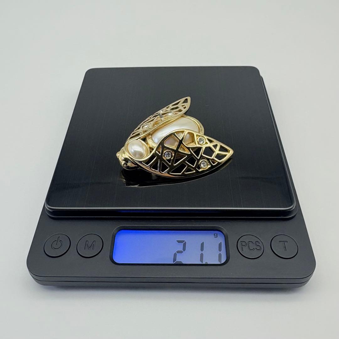 Dior ディオール ブローチ 蜂 パール ラインストーン ゴールド