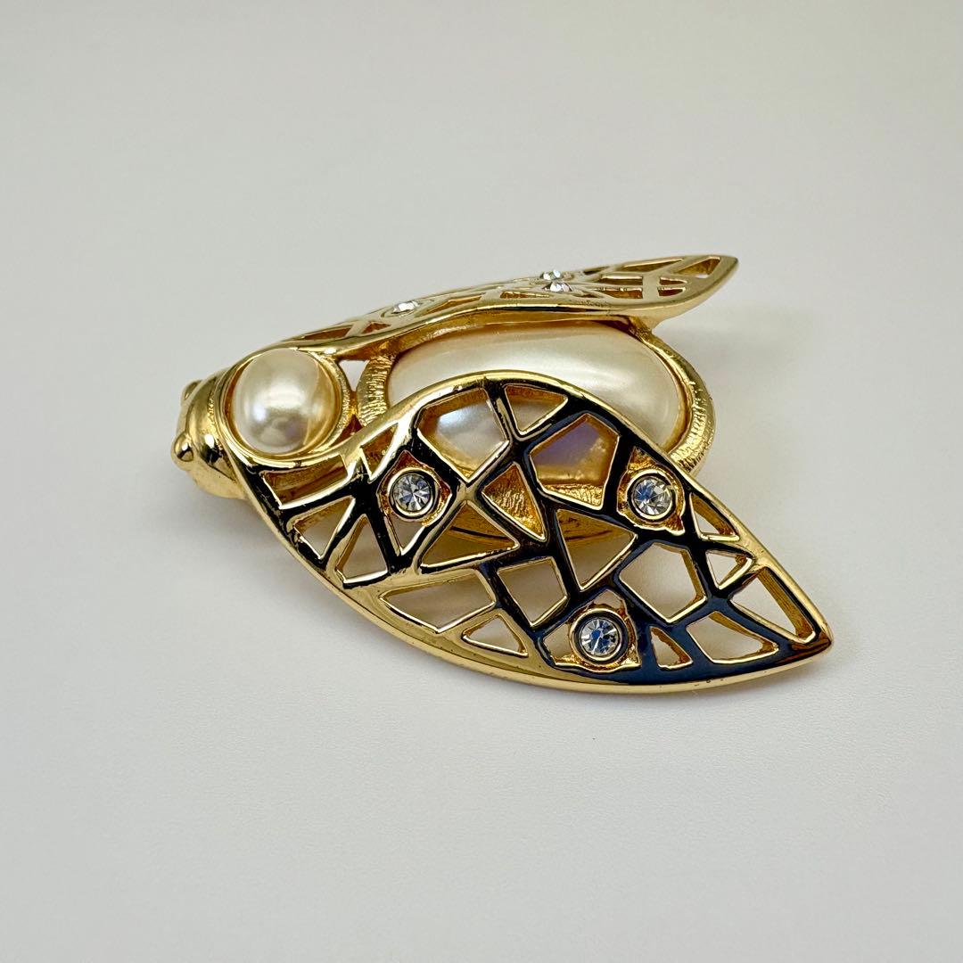 Dior ディオール ブローチ 蜂 パール ラインストーン ゴールド