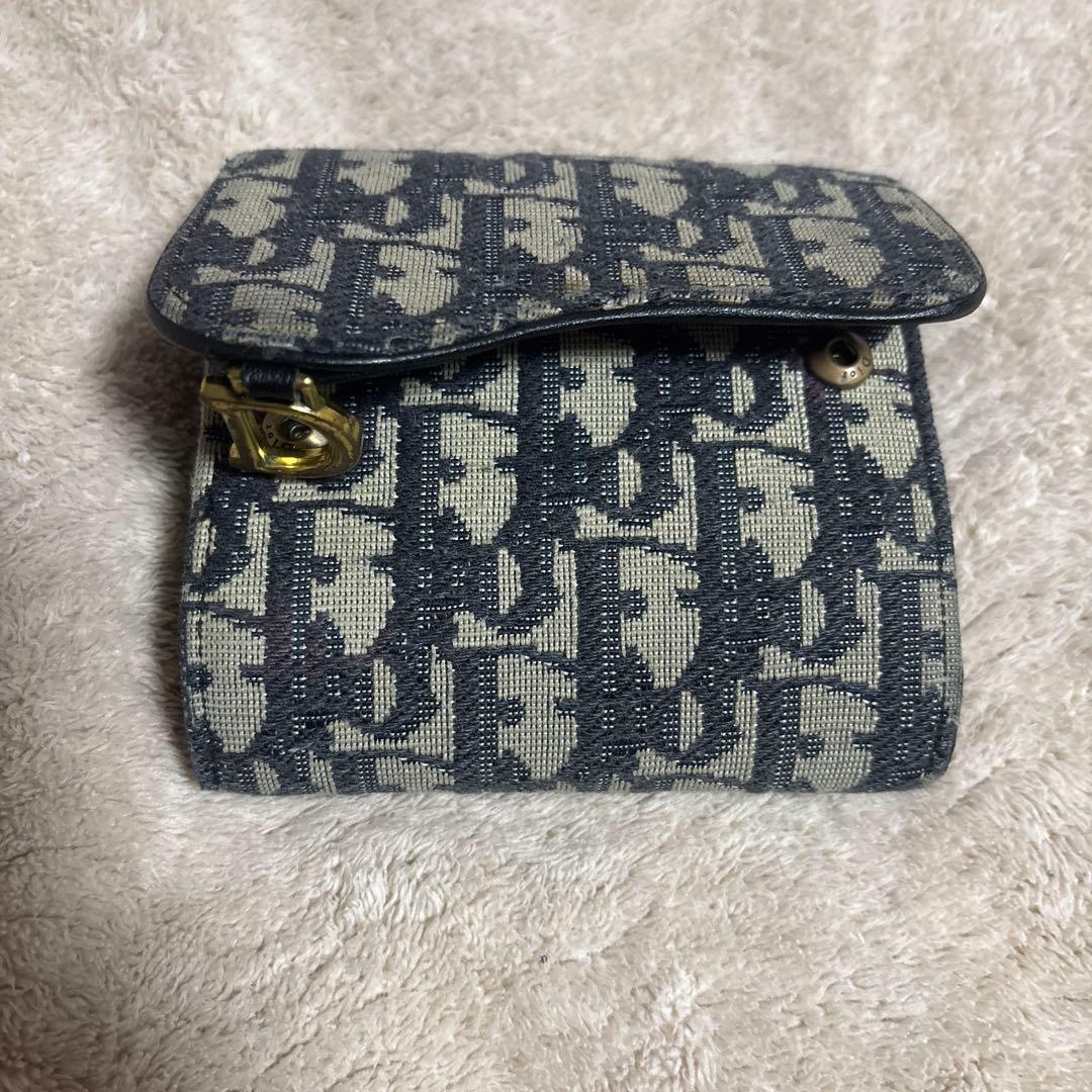 Dior モノグラム 三つ折り財布 ネイビー/ベージュ