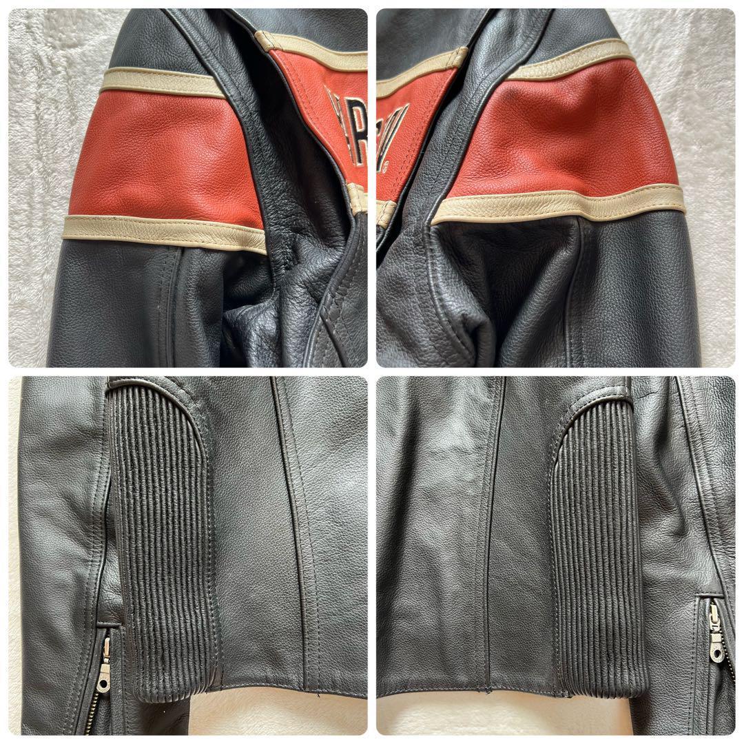 【美品 希少デザイン】ハーレーダビッドソン シングルライダース 本革 黒 L相当