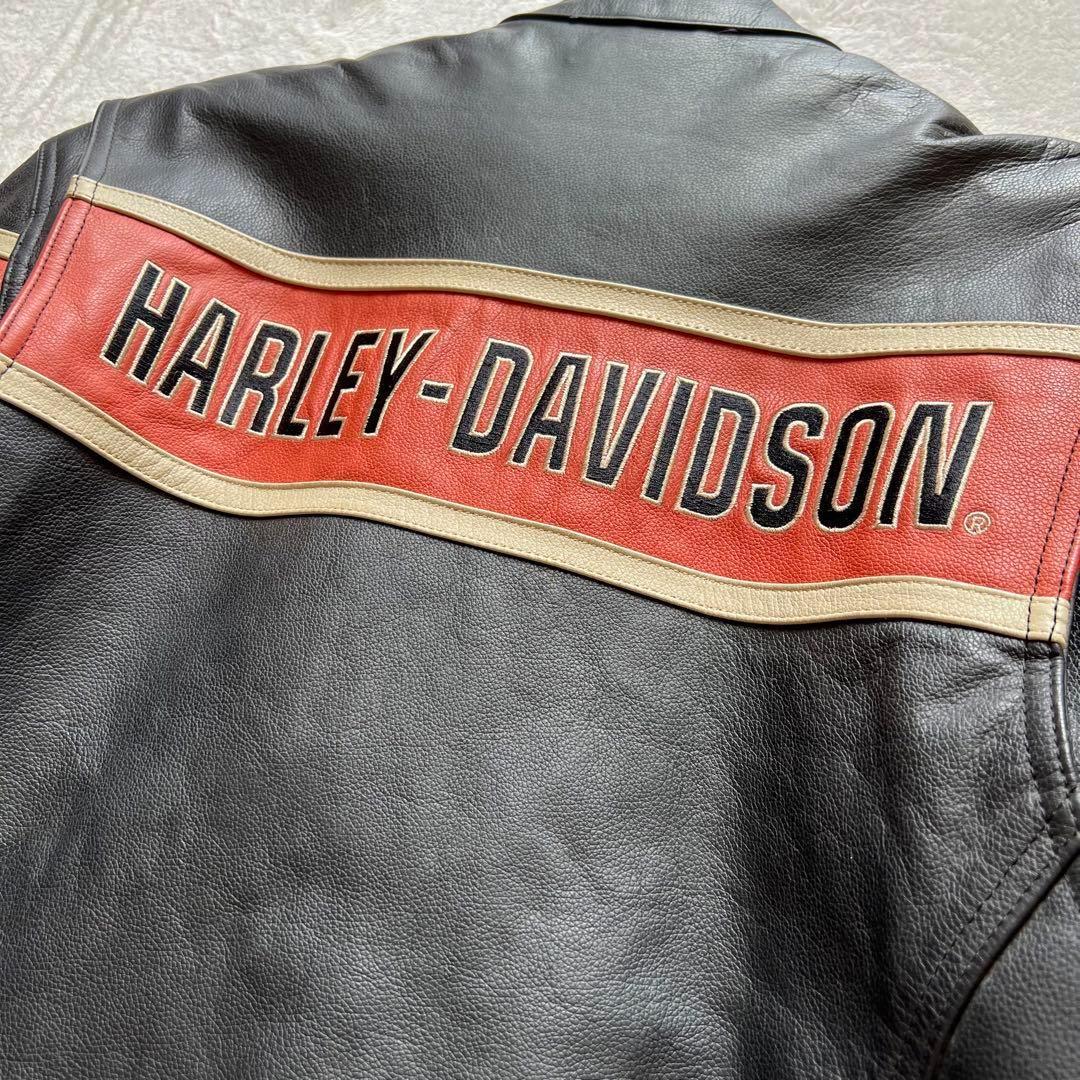【美品 希少デザイン】ハーレーダビッドソン シングルライダース 本革 黒 L相当