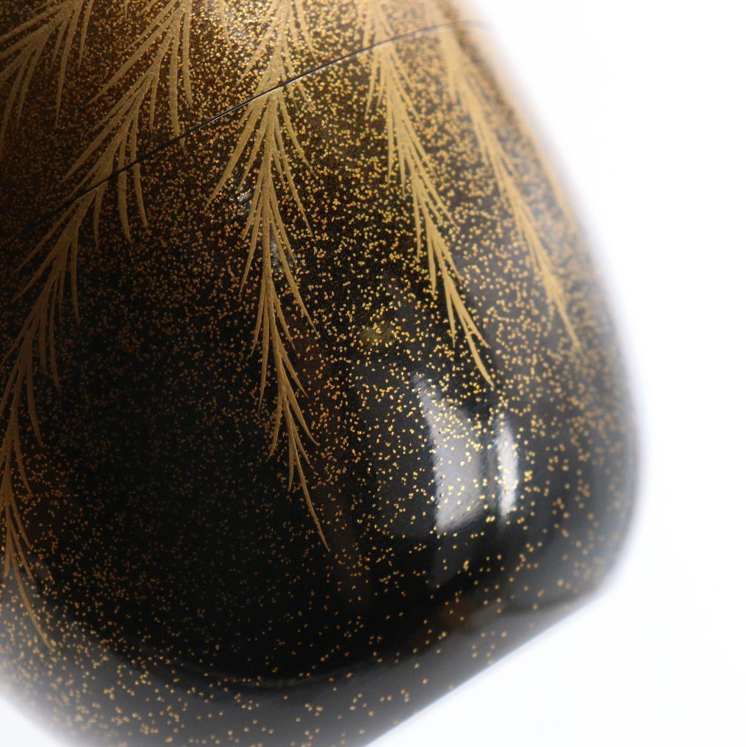 久保縫春作 芽張柳蒔絵 中棗 茶道具 共箱　AW784　N2