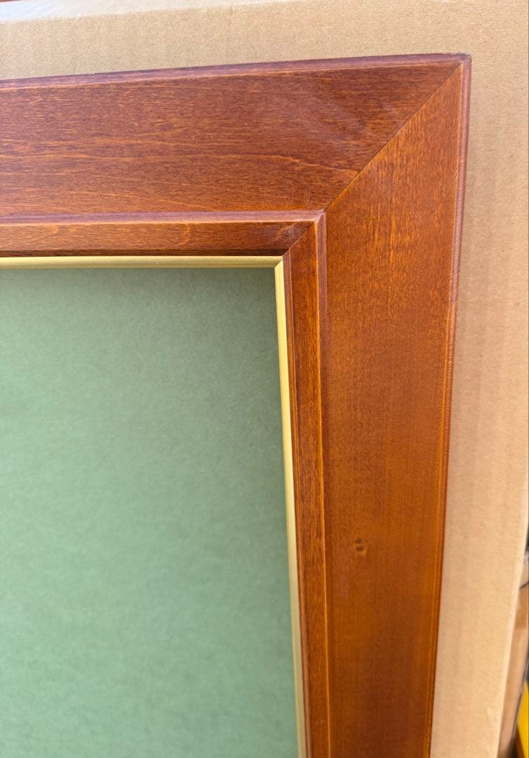 F15サイズブラウン木製油彩額縁 一回のみ使用前面ガラス＆供箱付き1/27倉庫①