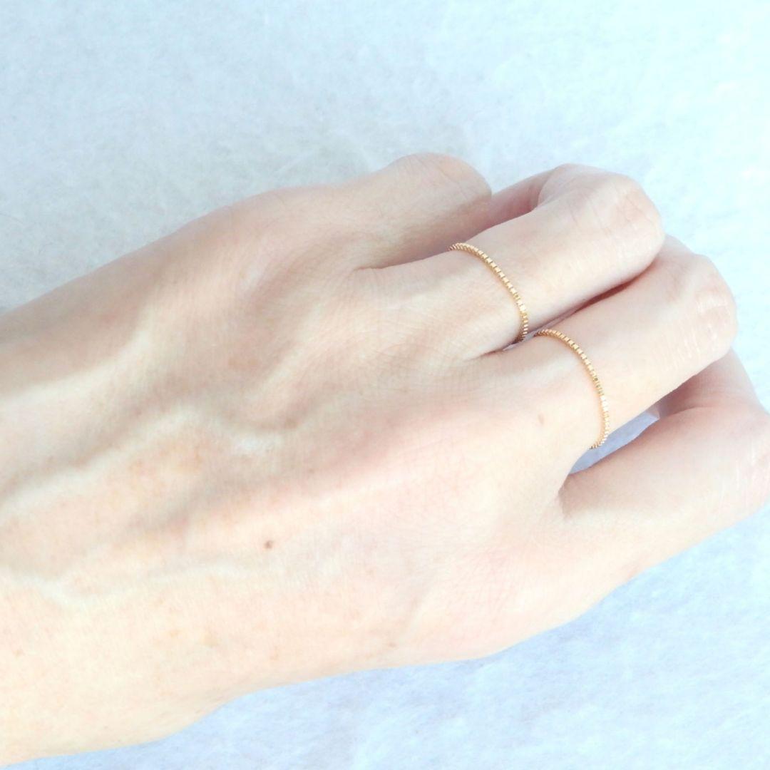 KaKo　k18リング　チェーンリング　ベネチアンチェーン　つけっぱなし