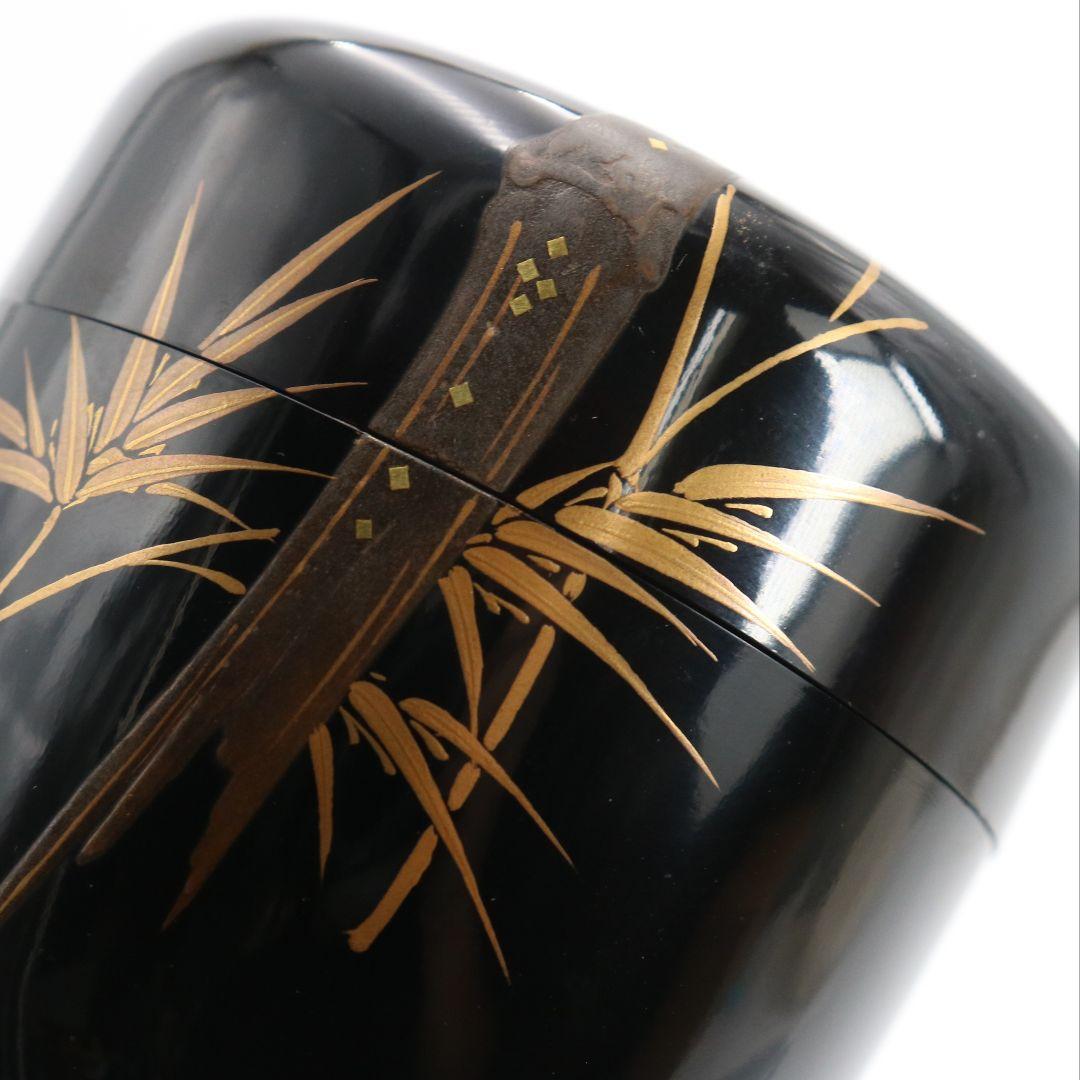 無銘 竹蒔絵 中棗 茶道具　AB814　N1