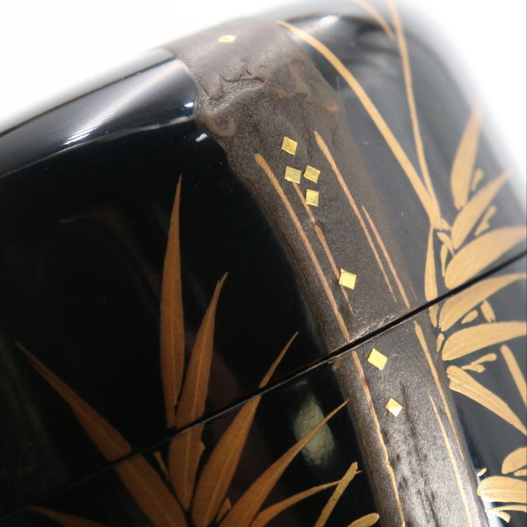 無銘 竹蒔絵 中棗 茶道具　AB814　N1