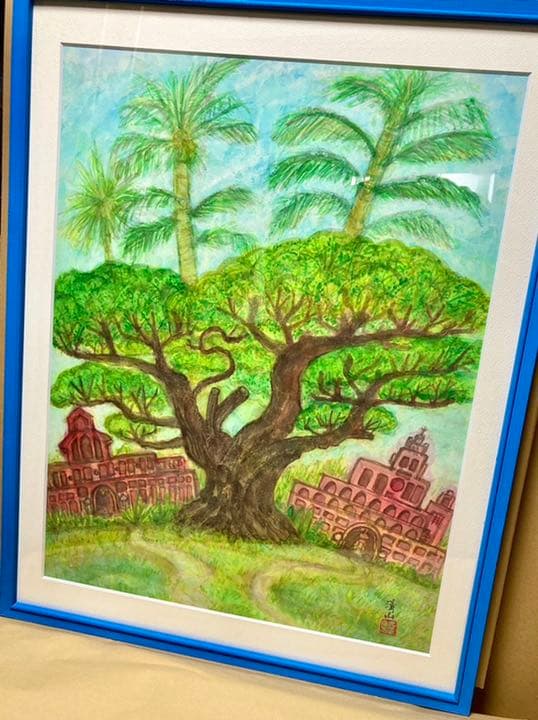 南国大樹桃色邸庭図