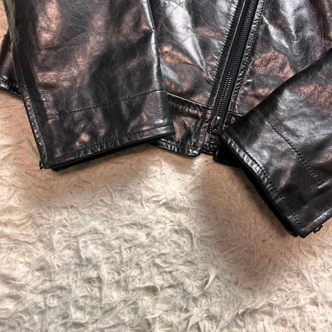 極希少★m0851 牛革 レザー シングルライダース レザージャケット ブラック