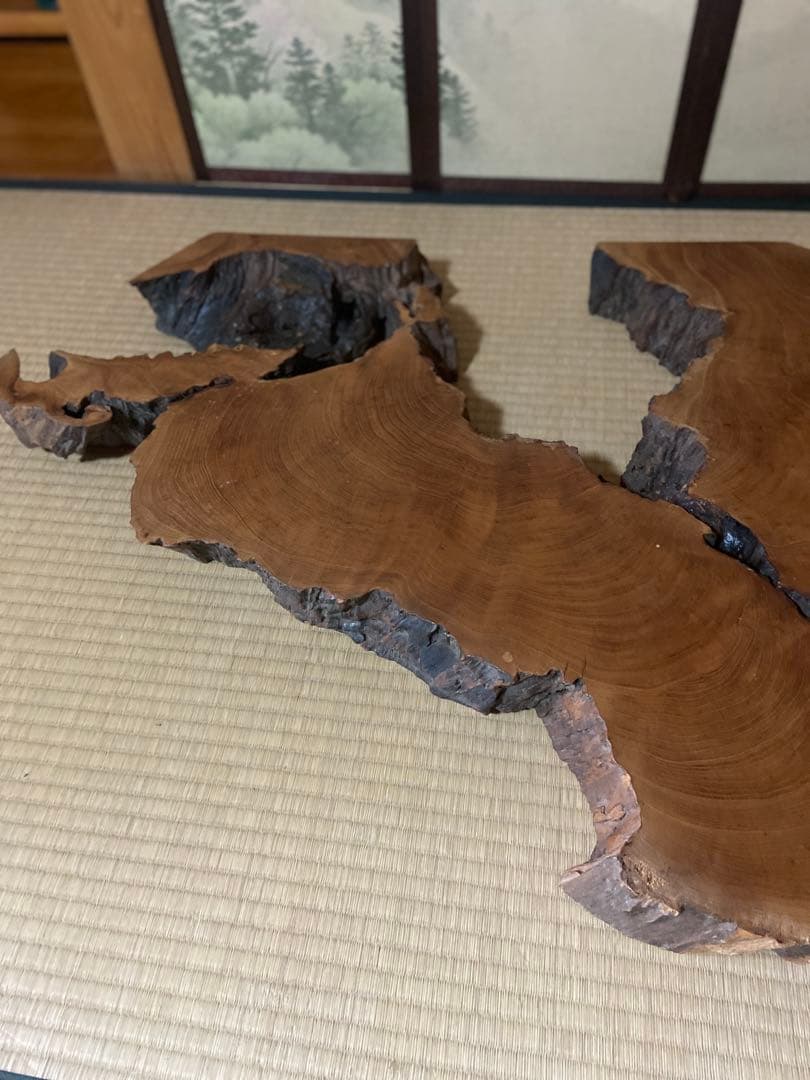 極希少・時代物天然欅けやき一枚板　瘤杢・自然穴｜古材銘木　縦 104× 横 65