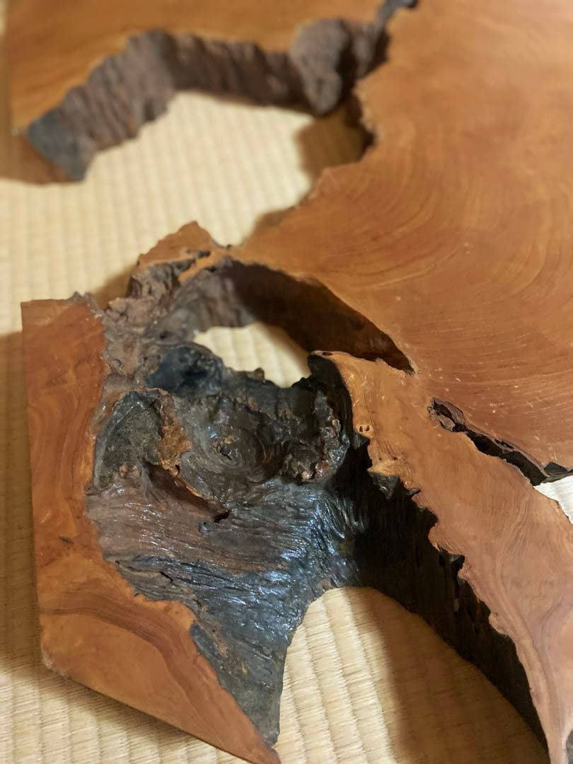 極希少・時代物天然欅けやき一枚板　瘤杢・自然穴｜古材銘木　縦 104× 横 65