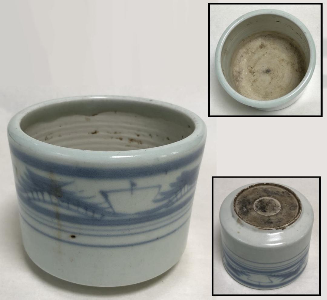 古染付筒 伝世品焼物 青花 ウブ品 入手困難 骨董 中国古玩 WWTT159