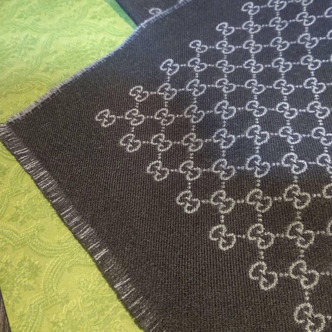 ❤新品箱袋付❤GUCCI マフラー ストール ショール スカーフ❤黒&グレー❤