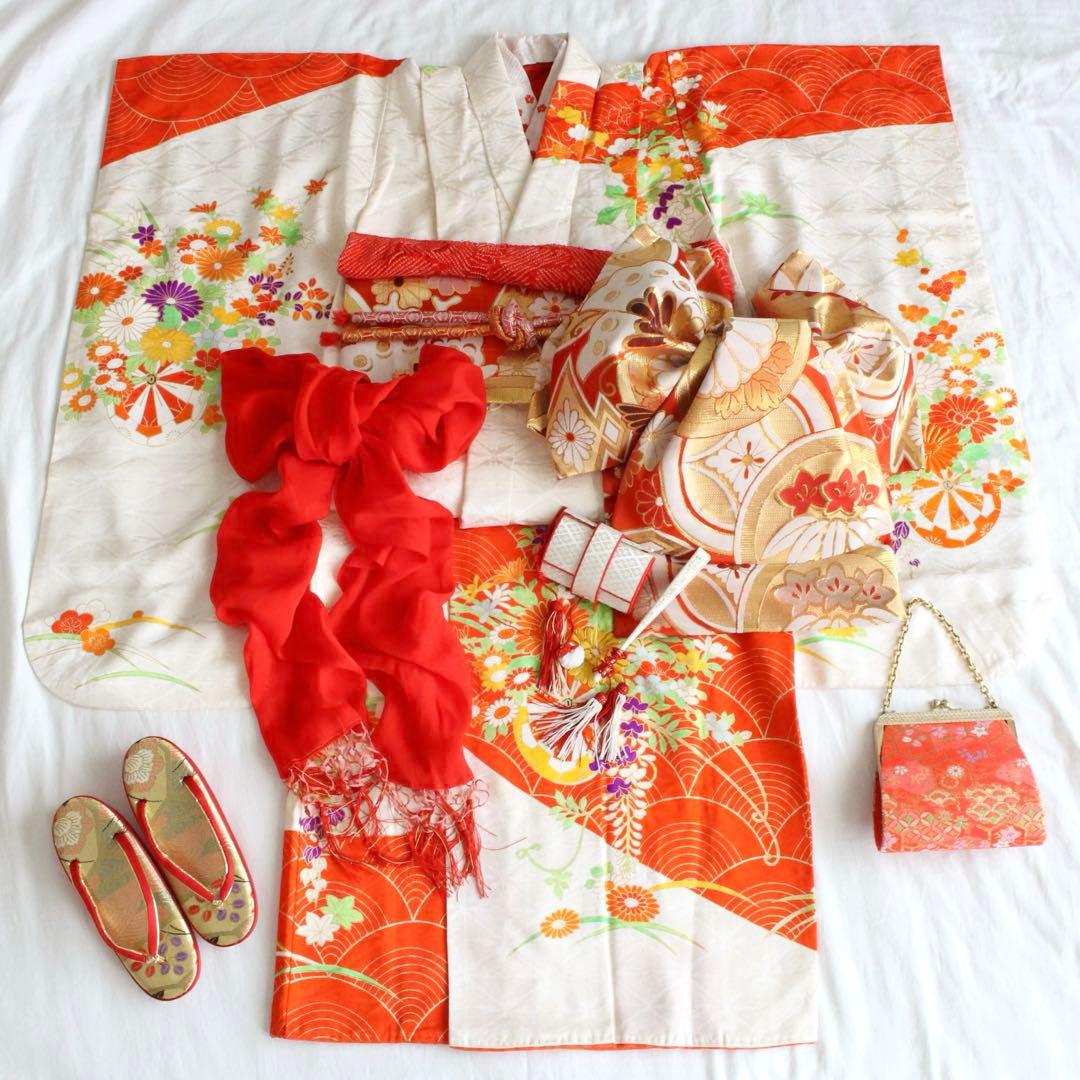 【専用】七五三 7歳 女の子 子供 正絹 着物 つくり帯 セット