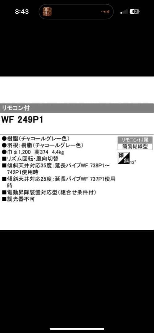 ODELIC WF249P1 シーリングファン チャコールグレー
