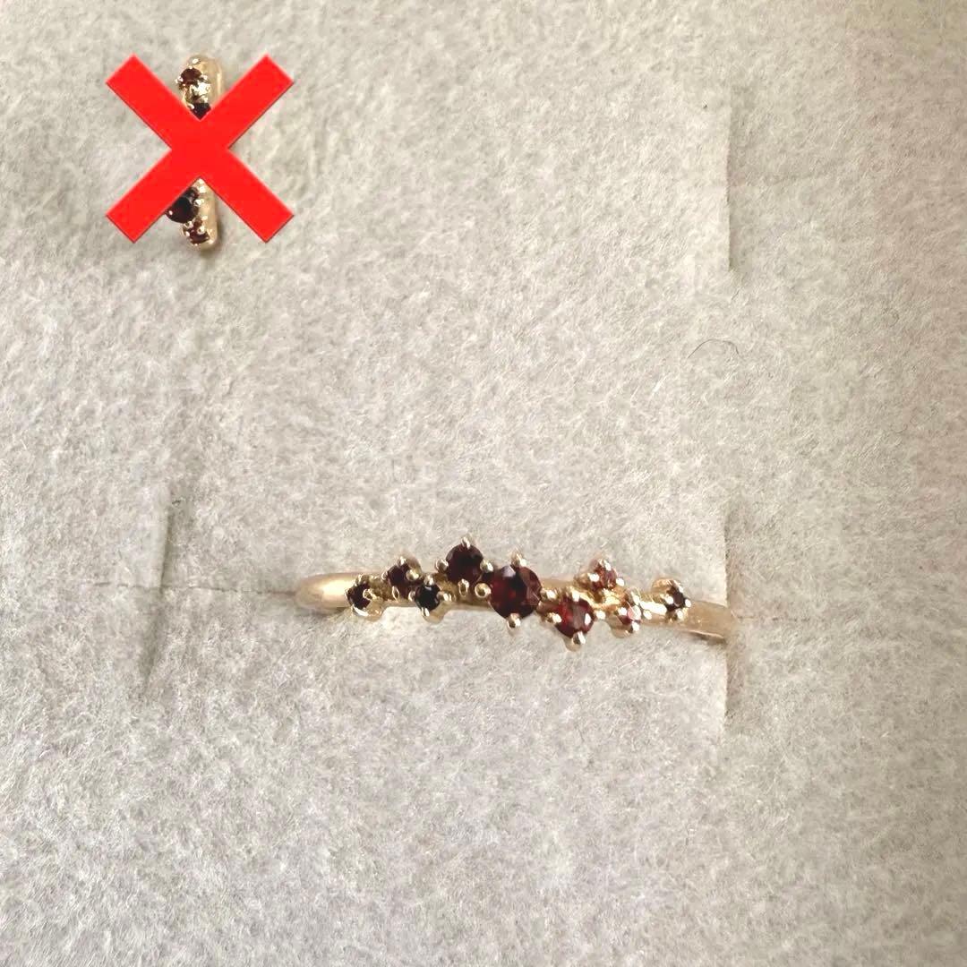 【連休限定価格】ete K10 ガーネット リング 13号 天然石 赤石 華奢