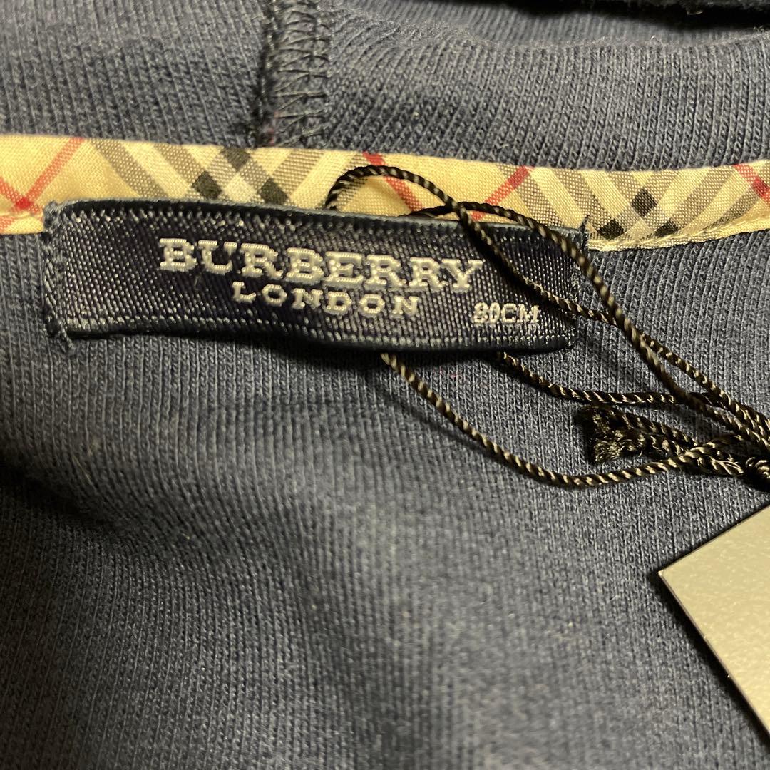 新品タグ付★Burberryバーバリー★ノバチェックパーカー★濃紺★80
