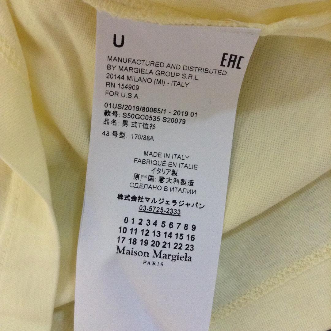 新品 48 19ss マルジェラ ブランド ロゴMM Tシャツ 黄色 9587