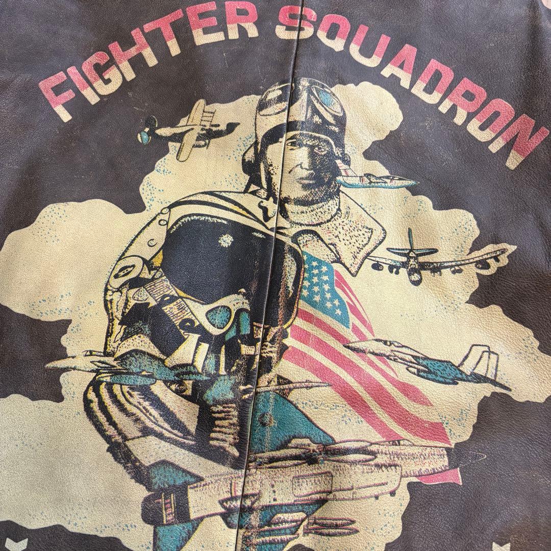 vintage a-2 レザー フライトジャケット バックプリント ミリタリー