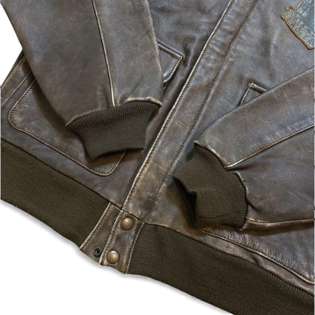 vintage a-2 レザー フライトジャケット バックプリント ミリタリー