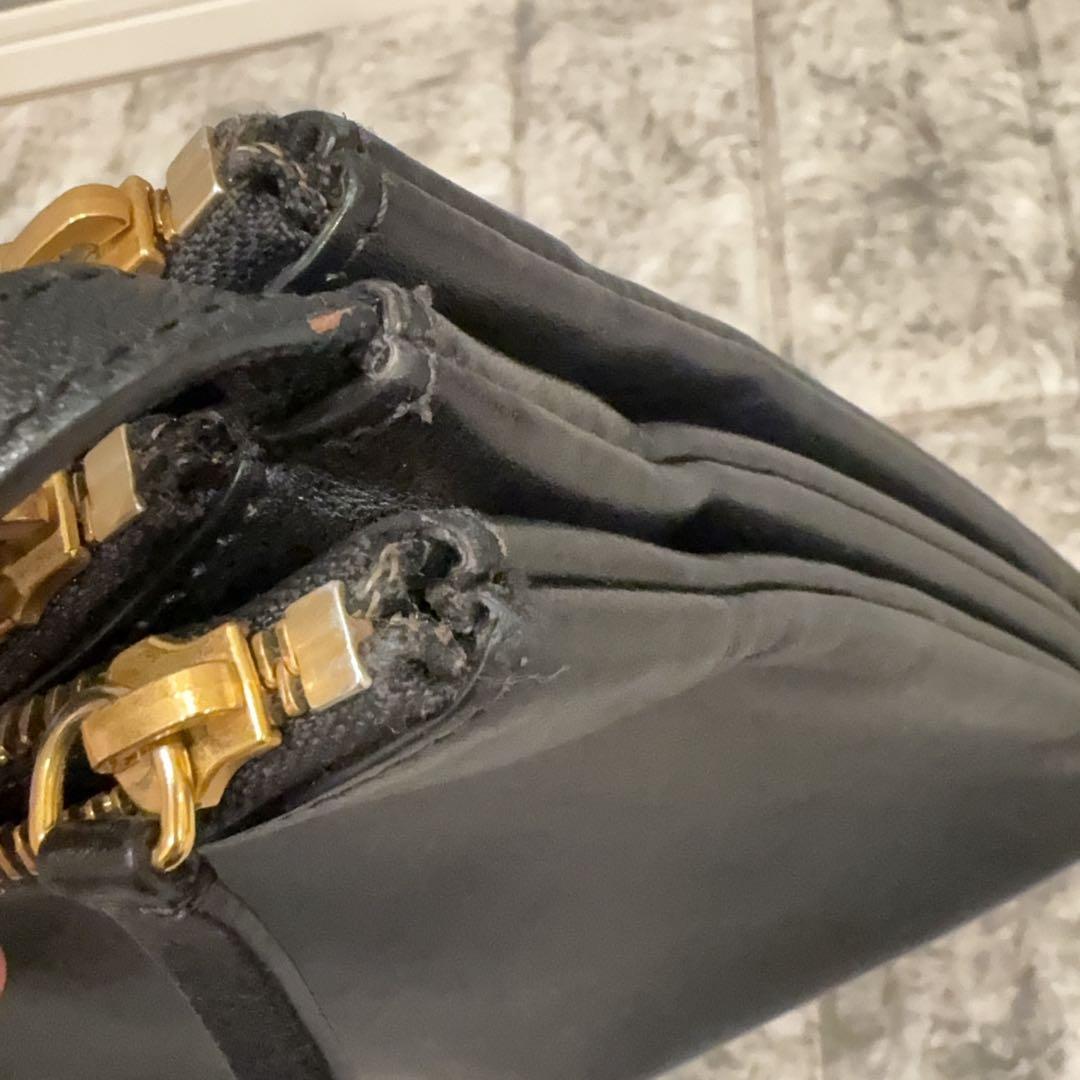 美品 大人気 旧ロゴ セリーヌ トリオ ブラック ショルダー ラージ