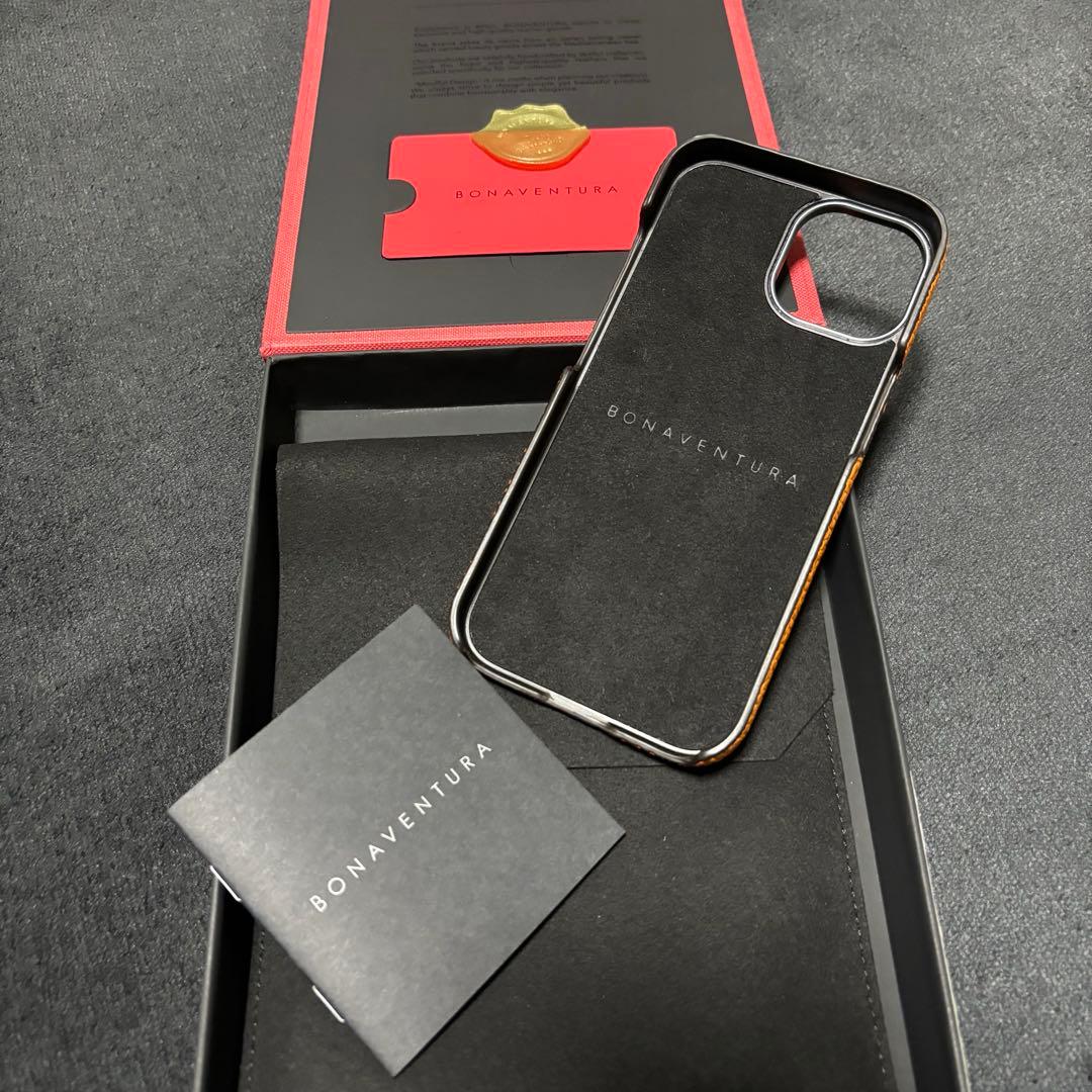 【新品化粧箱付】BONAVENTURA オレンジレザー iPhone15用ケース
