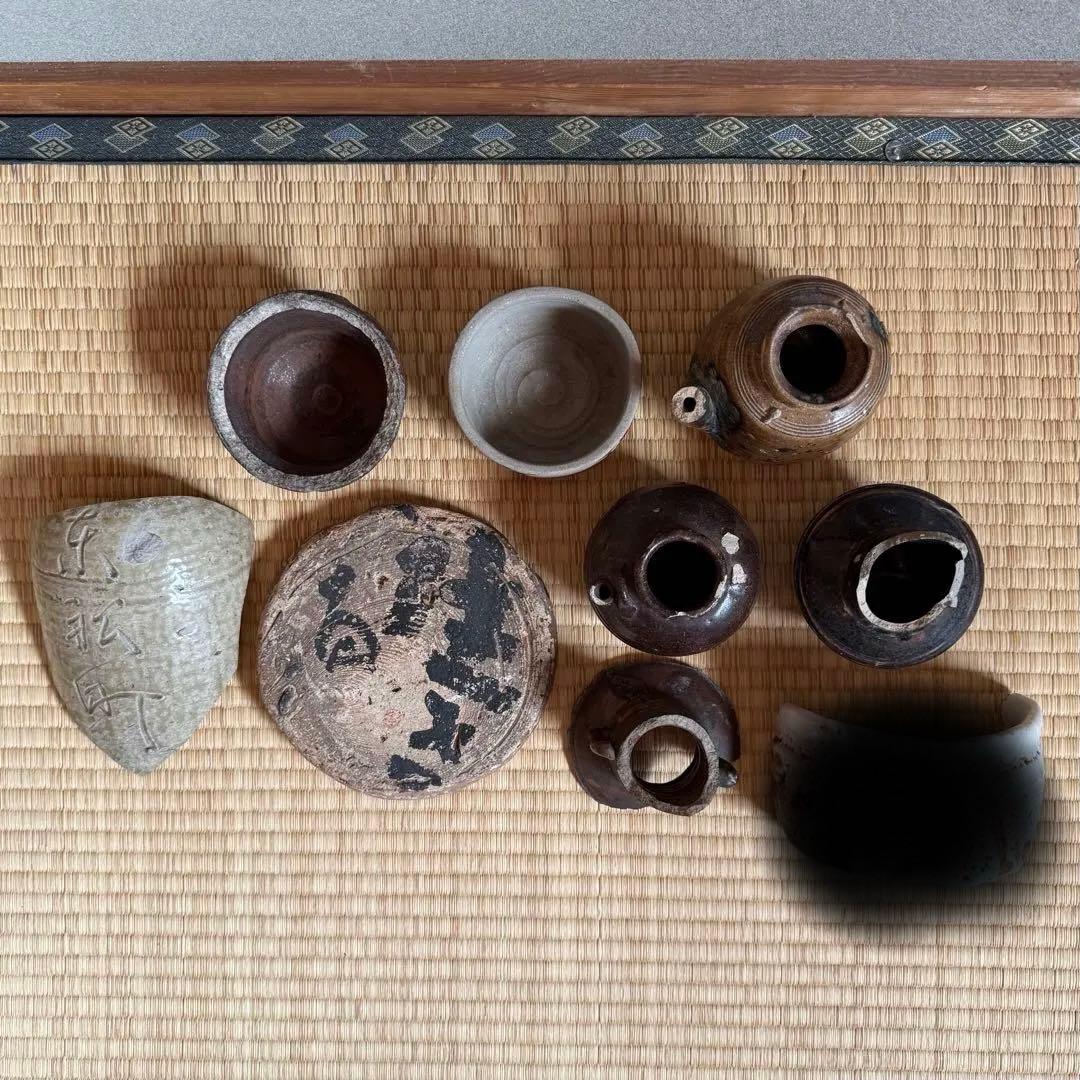 古美濃 美濃 陶片 残欠 江戸時代 水滴 香炉 徳利 茶碗 古美術 骨董 古瀬戸