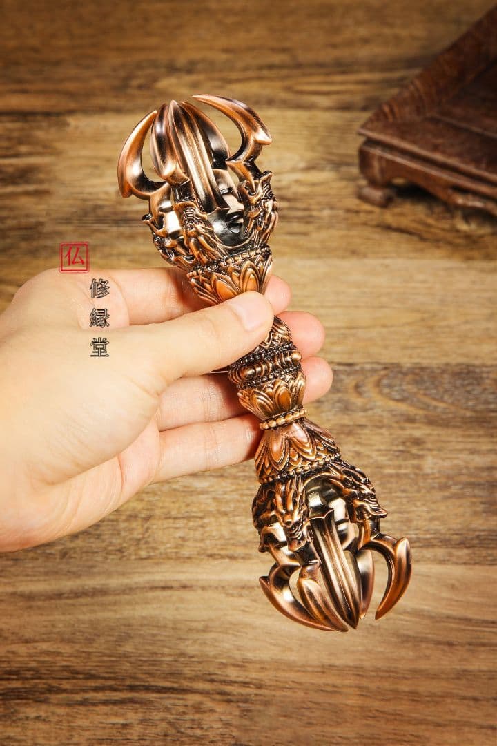 【修縁堂】 真鍮製 真言宗 法器 金剛五鈷杵 仏教法具 チベット密教