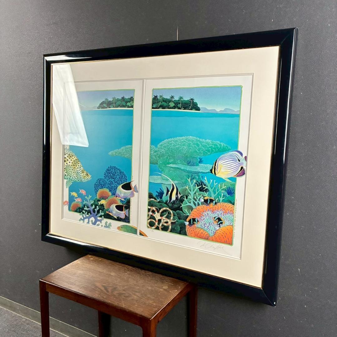ジョアン・フック「サンゴ礁の熱帯魚」リトグラフ2点 大作 直筆サイン入 海