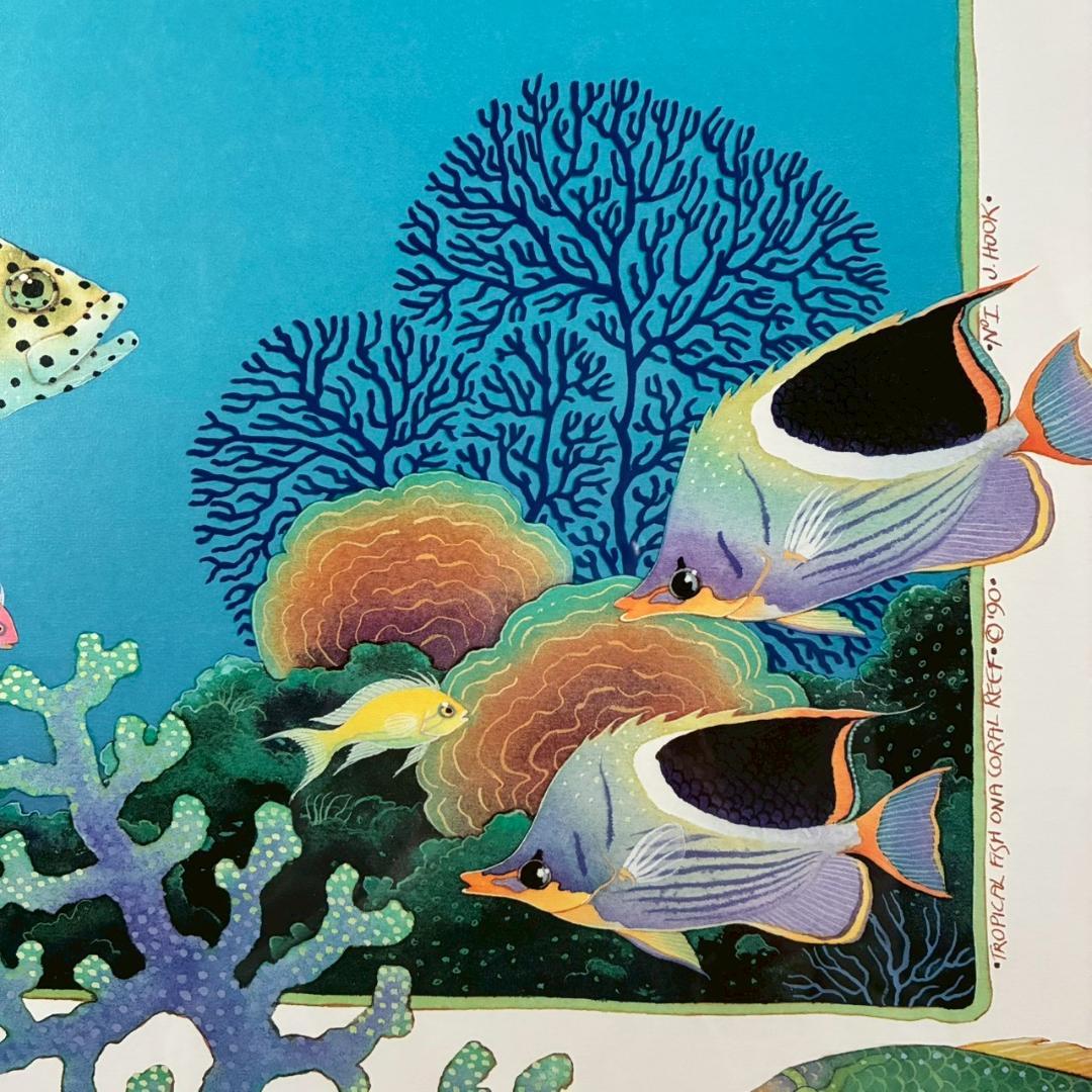 ジョアン・フック「サンゴ礁の熱帯魚」リトグラフ2点 大作 直筆サイン入 海