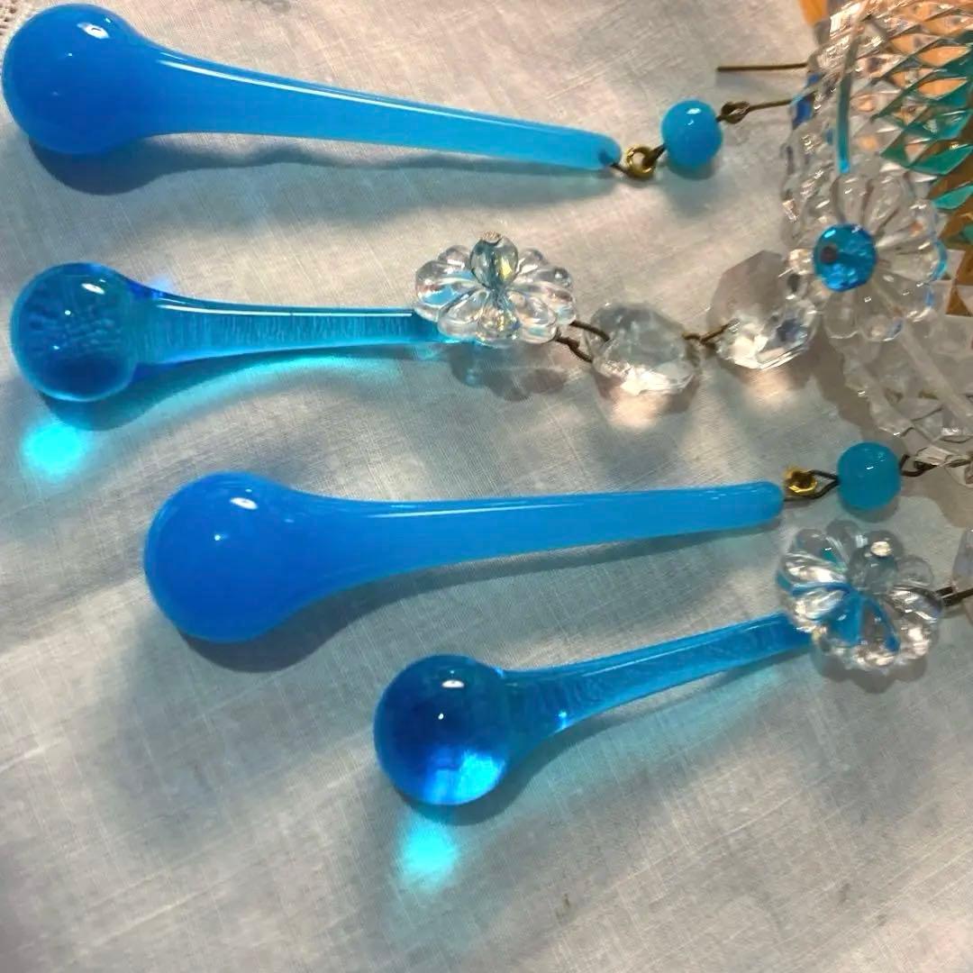 ミニシャンデリア（青の世界）　フランス　アンティーク　シェード　1910年