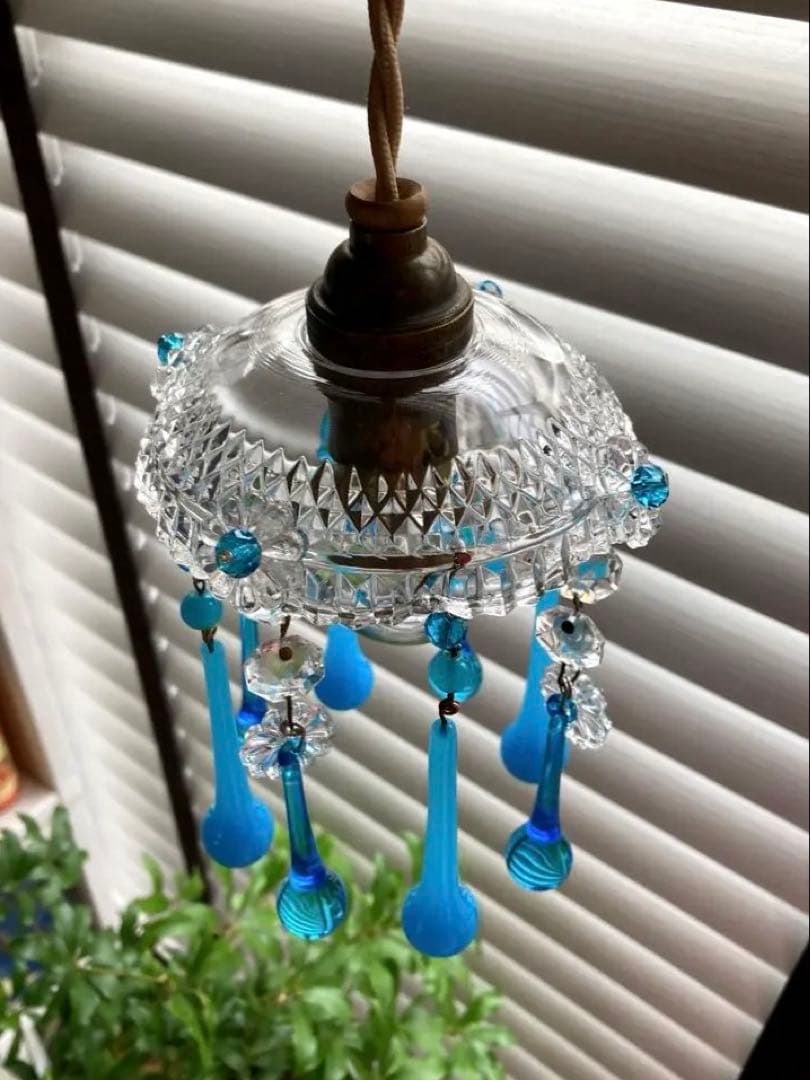 ミニシャンデリア（青の世界）　フランス　アンティーク　シェード　1910年