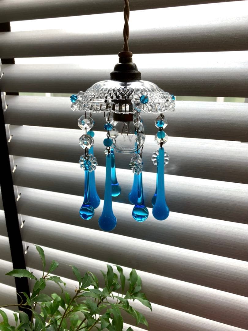 ミニシャンデリア（青の世界）　フランス　アンティーク　シェード　1910年