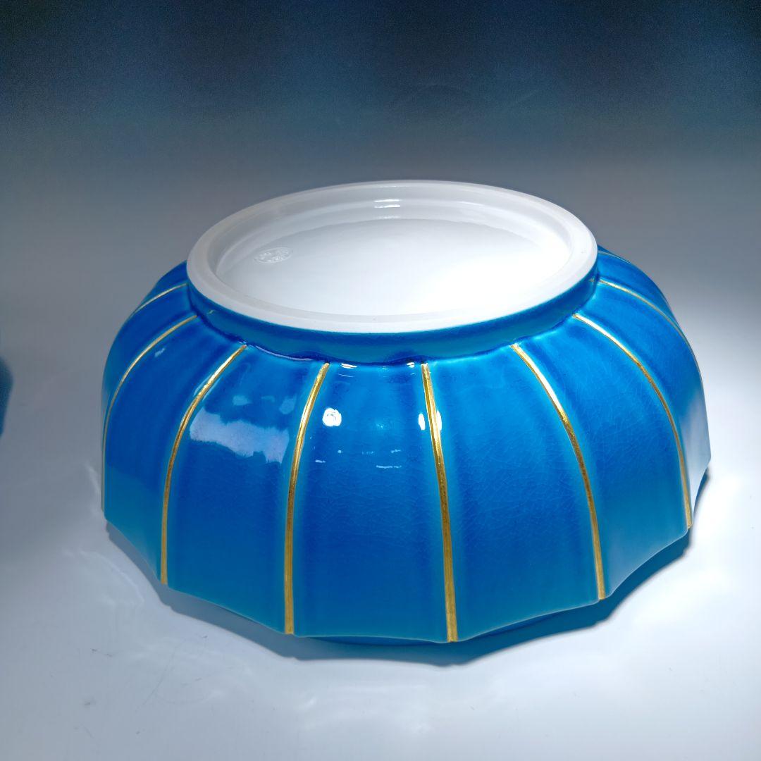 最終値下げ　茶道具　中村翠嵐　浅黄交趾(菊形)食籠　 永田宗匠書付有　　未使用品