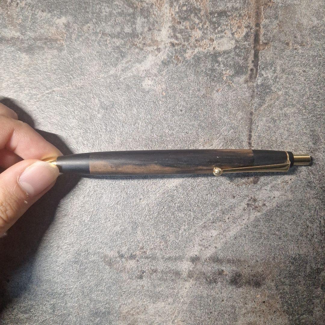 値下げ中！　野原工芸　黒柿　スタンダードボールペン　玉クリップ