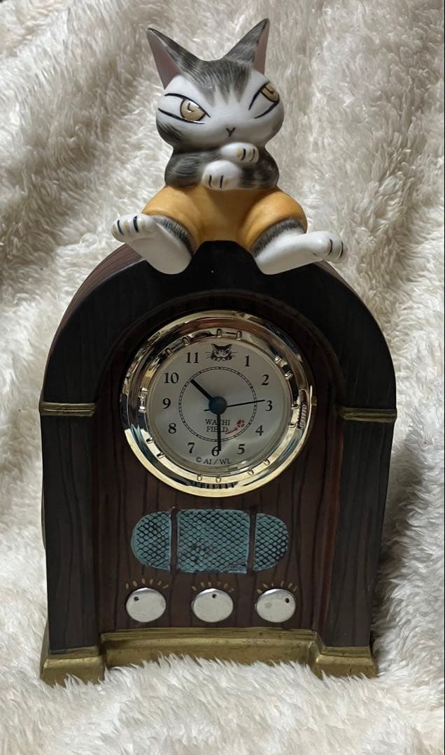 ・美品・稼動品・わちふぃーるど・ダヤン・置時計・レトロ風・陶器